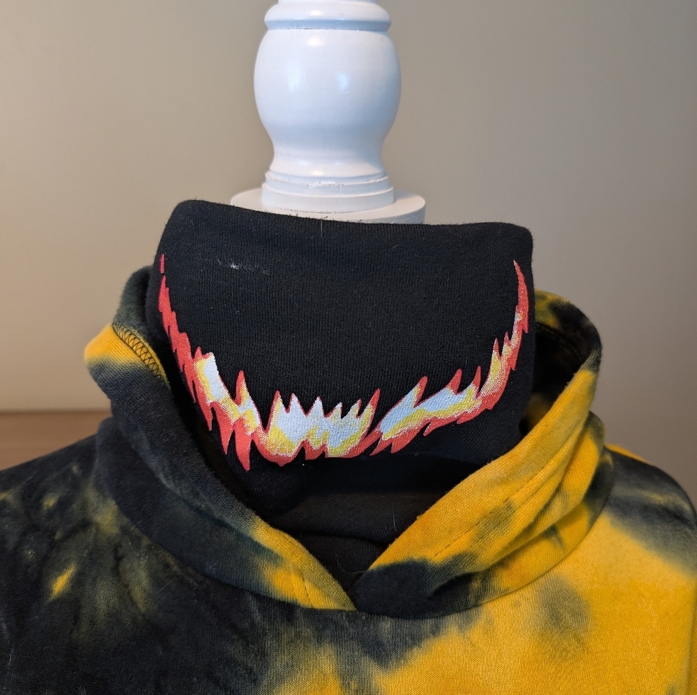 GREEN BAY PACKER Tie Dye Fire  Facemask Hoodie Sweatshirt SZ 1X - Picture 4 of 15